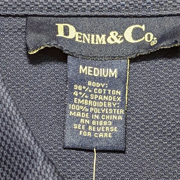 DENIM & CO Embroidered Cotton Stretch Long Sleeve Jacket Navy Size Medium - Picture 2 of 15